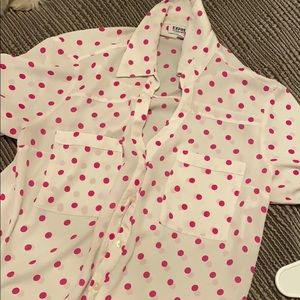 Pink polka dot blouse